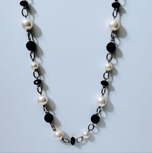 Lia Sophia Black and White Pearl Necklace